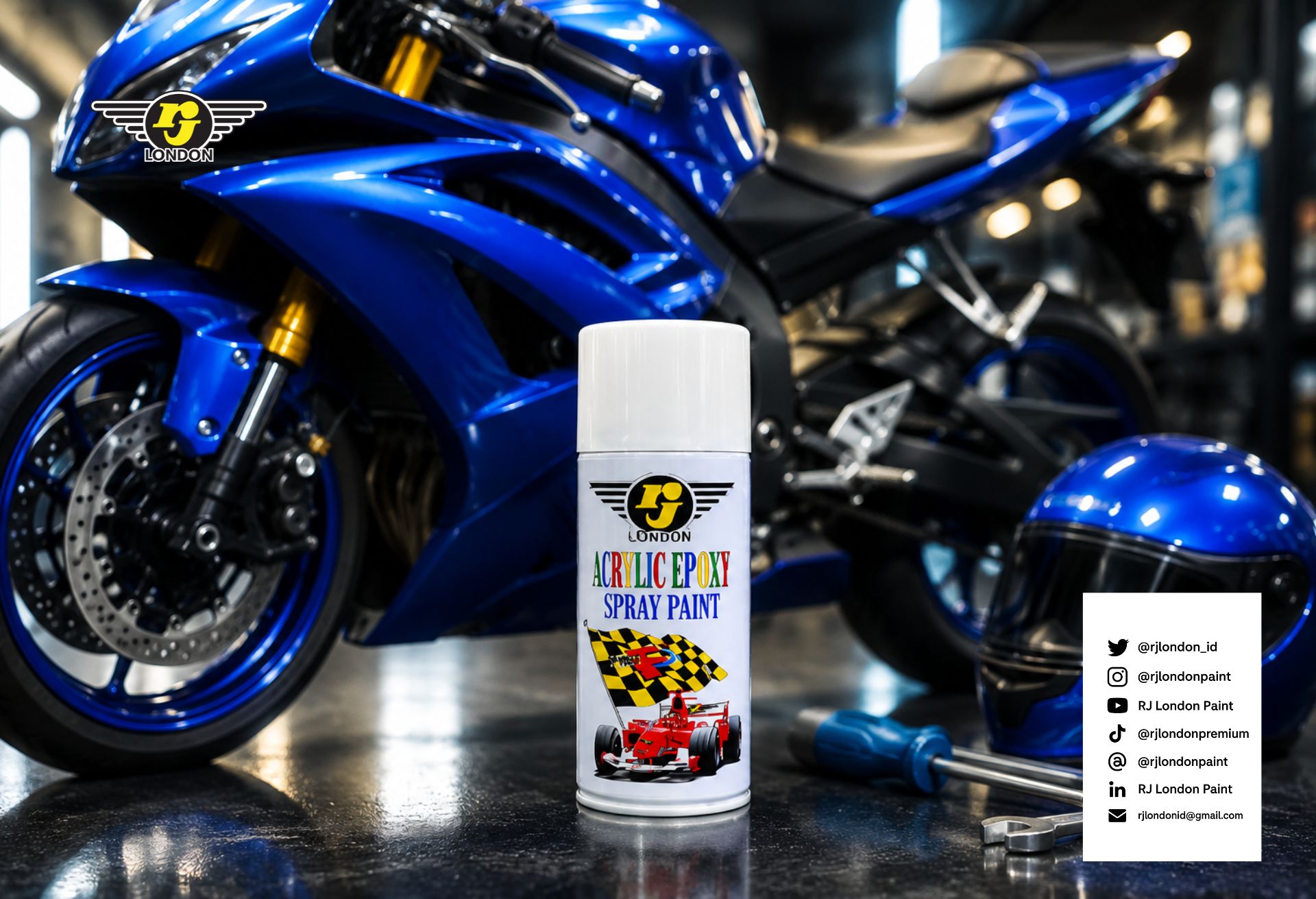 Motor Warna Biru Makin Keren! Inspirasi Warna dan Rekomendasi Cat Semprot RJ London untuk Hasil Maksimal